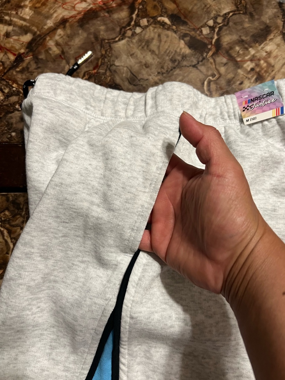 Nascar Gray Sweatpants with Blue Side Stripe - Picture 4 of 5